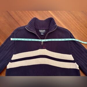 Vintage Polo Jeans Company Ralph Lauren Navy and White Men's Sweater